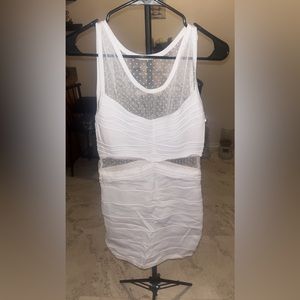 Size large white bodycon dress with mesh see through siding